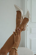 Dasha Patent Sling Back Heels - Ivory