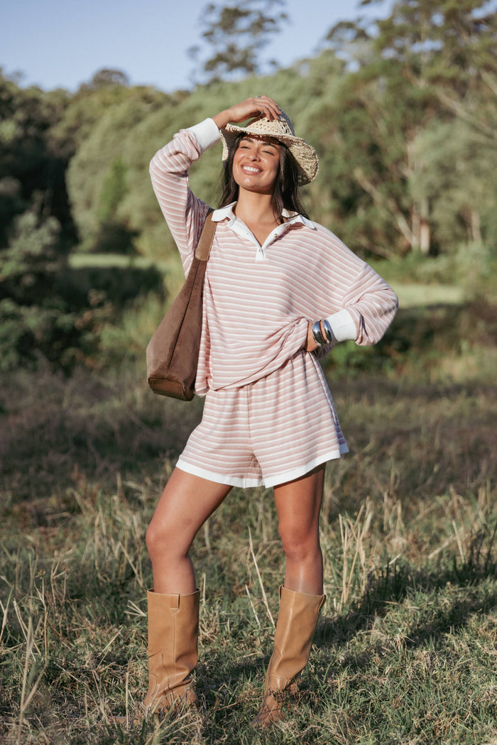 Petal and Pup USA SETS Dealia Knit Short Set - Pink Stripe