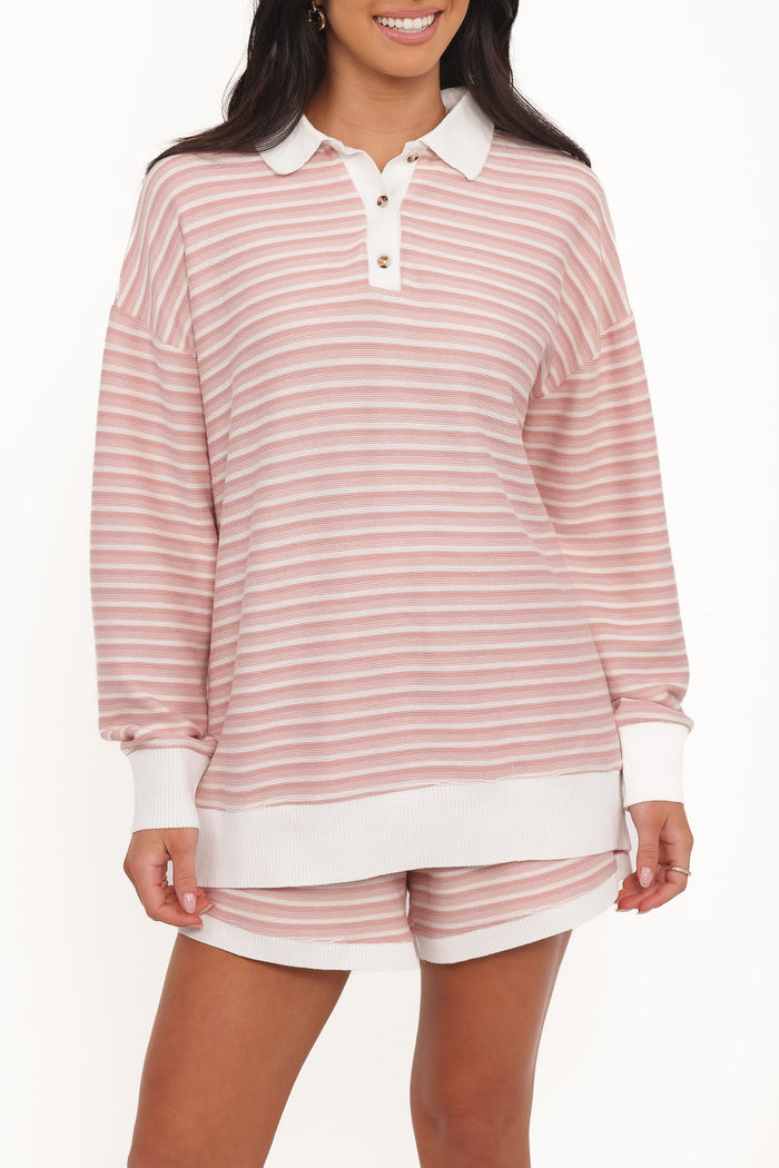 Petal and Pup USA SETS Dealia Knit Short Set - Pink Stripe