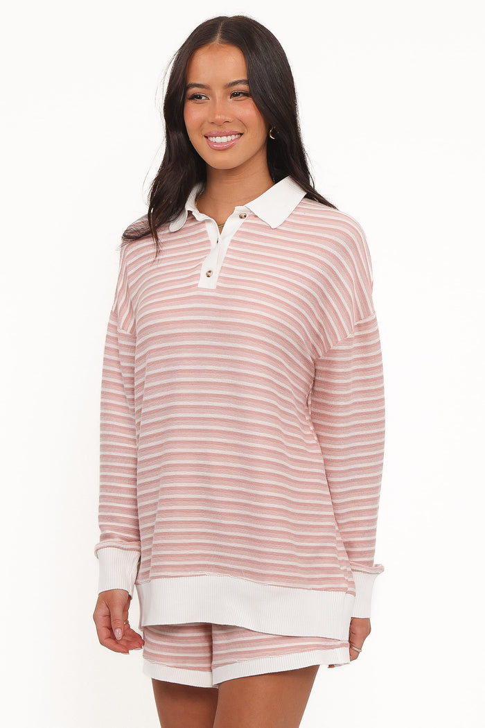 Petal and Pup USA SETS Dealia Knit Short Set - Pink Stripe