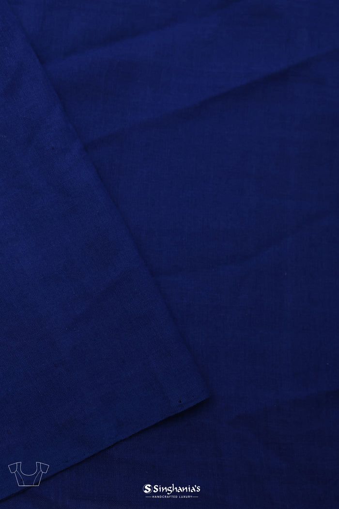 Deep Blue Ikkat Cotton Saree With Big Border