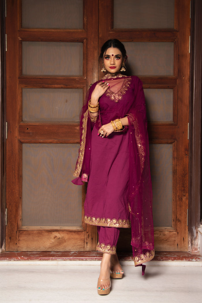 Deep Magenta Zari Salwar Set