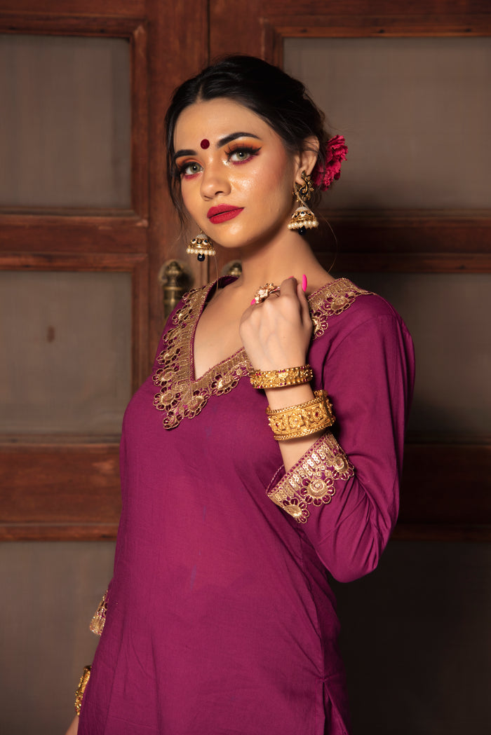 Deep Magenta Zari Salwar Set