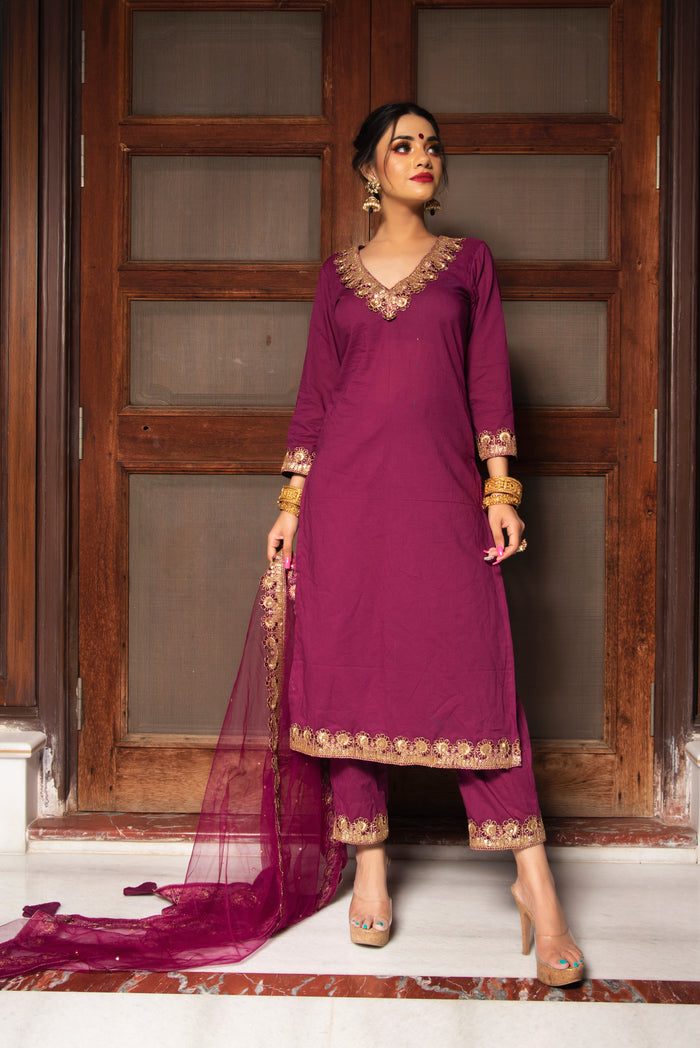 Deep Magenta Zari Salwar Set
