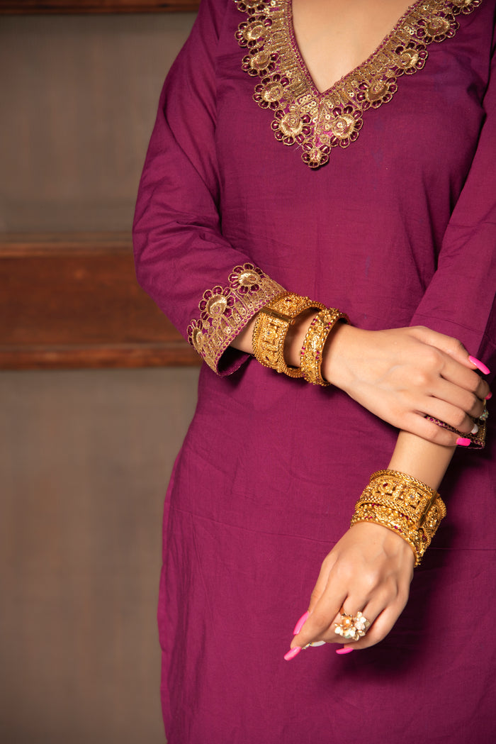 Deep Magenta Zari Salwar Set
