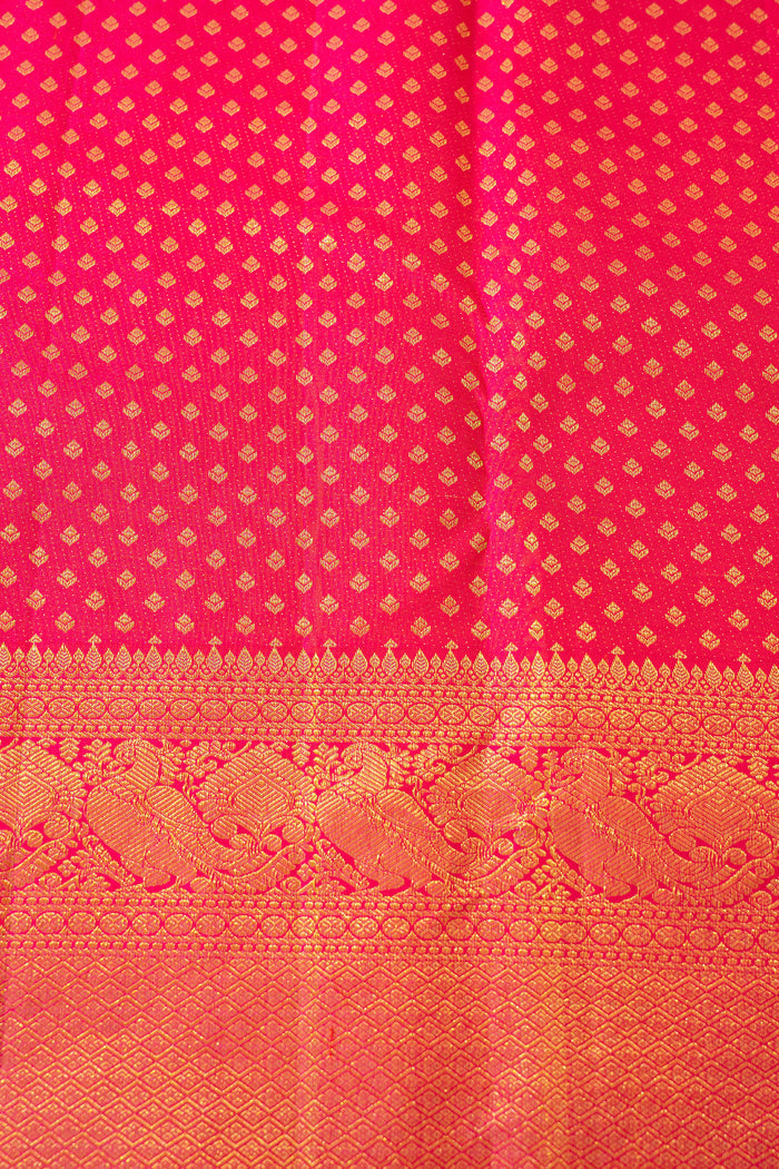 Deep Pink Floral Kanjivaram Silk Saree