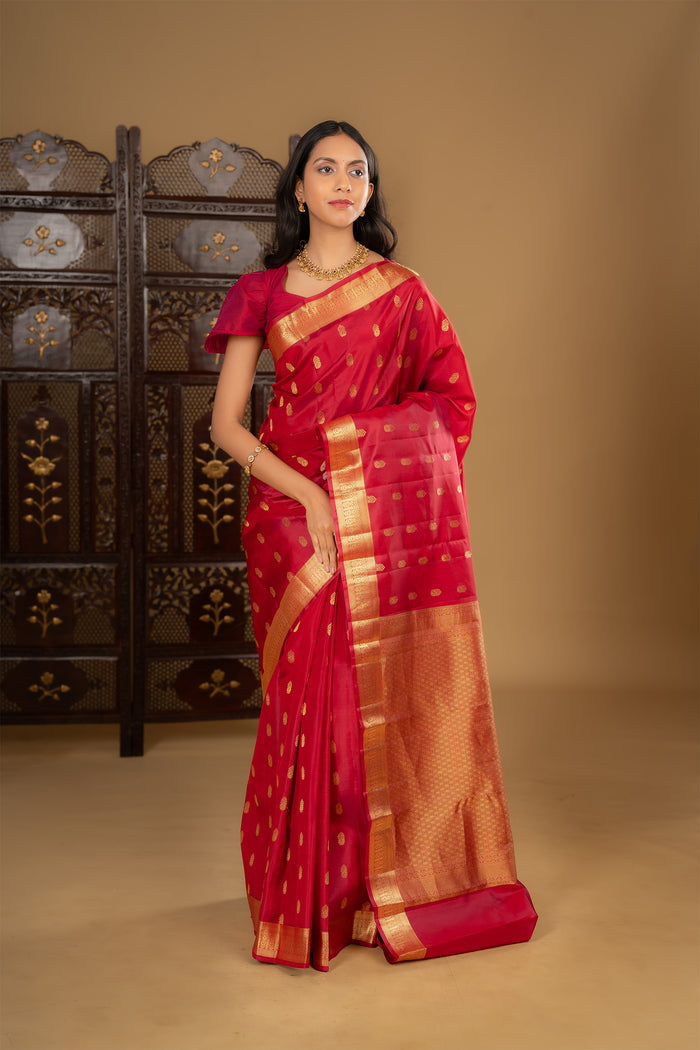 Deep Pink Kanjivaram Silk Saree