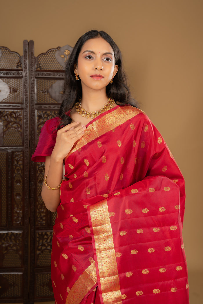 Deep Pink Kanjivaram Silk Saree