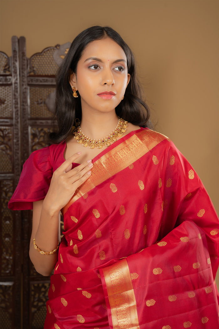 Deep Pink Kanjivaram Silk Saree