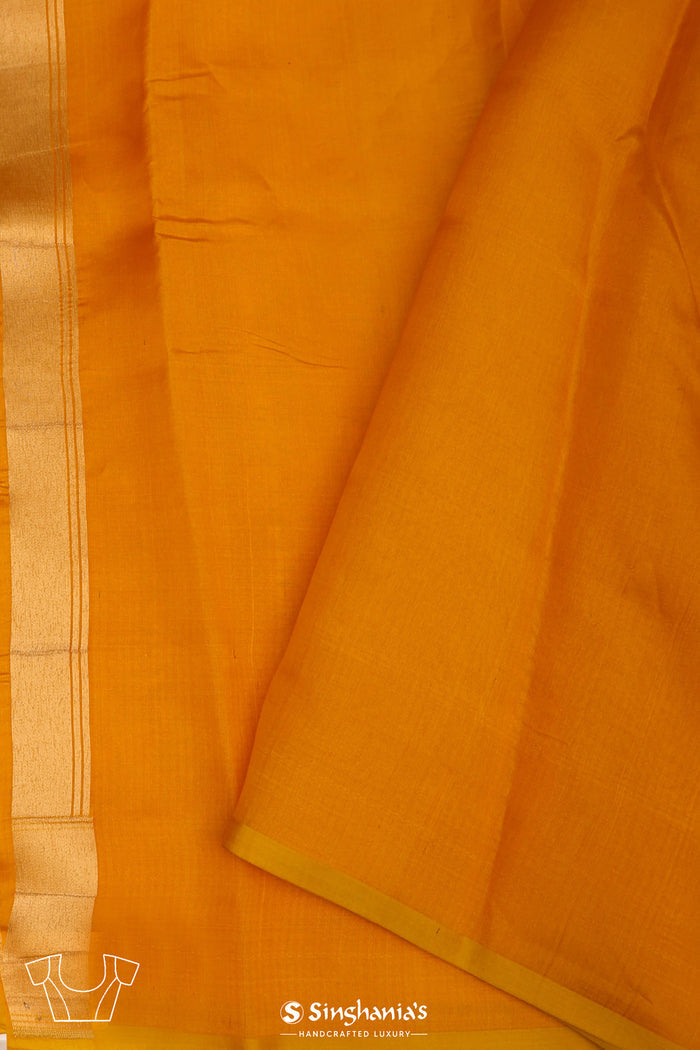 <img> Deep Saffron Jaal Banarasi Silk Saree