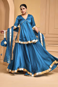 Denim Blue Satin Lehenga Set