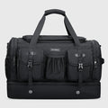 Double-Layer Duffel Bag Modern Split-Level Design with Bottom Shoe Compartment, three-quarter exterior angle