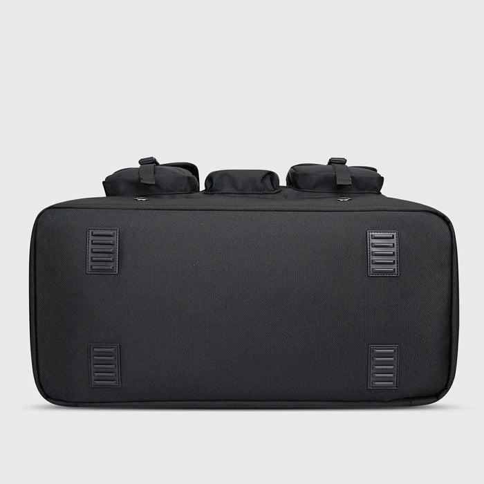 Double-Layer Duffel Bag Modern Split-Level Design with Bottom Shoe Compartment, zipper opening and top access