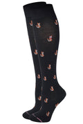 Dr. Motion women’s knee-high compression socks with cute cat design providing 8–15 mmHg mild graduated support