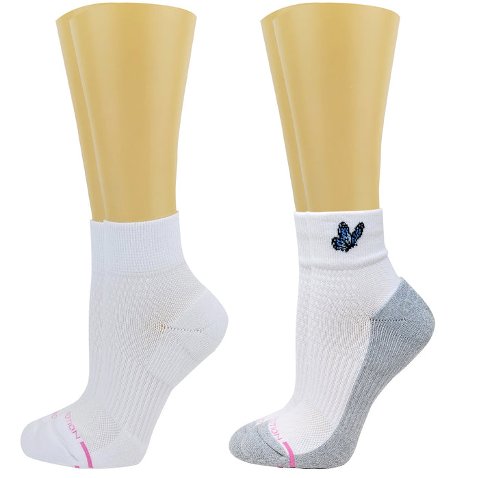 Dr. Motion Butterfly in Blue quarter compression socks women 2 pack