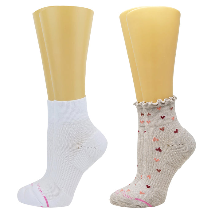 Dr. Motion Women's Quarter Compression Socks with Ruffles (2 pack)