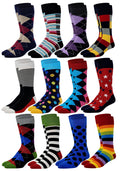 Dress Socks | Premium Combed Cotton Funky Design | Men's 12 Pairs