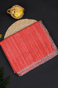 Dual Pink Embroidered Dupion Silk Saree