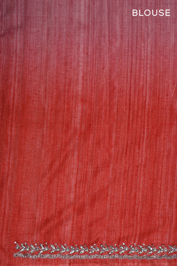 Dual Pink Embroidered Dupion Silk Saree