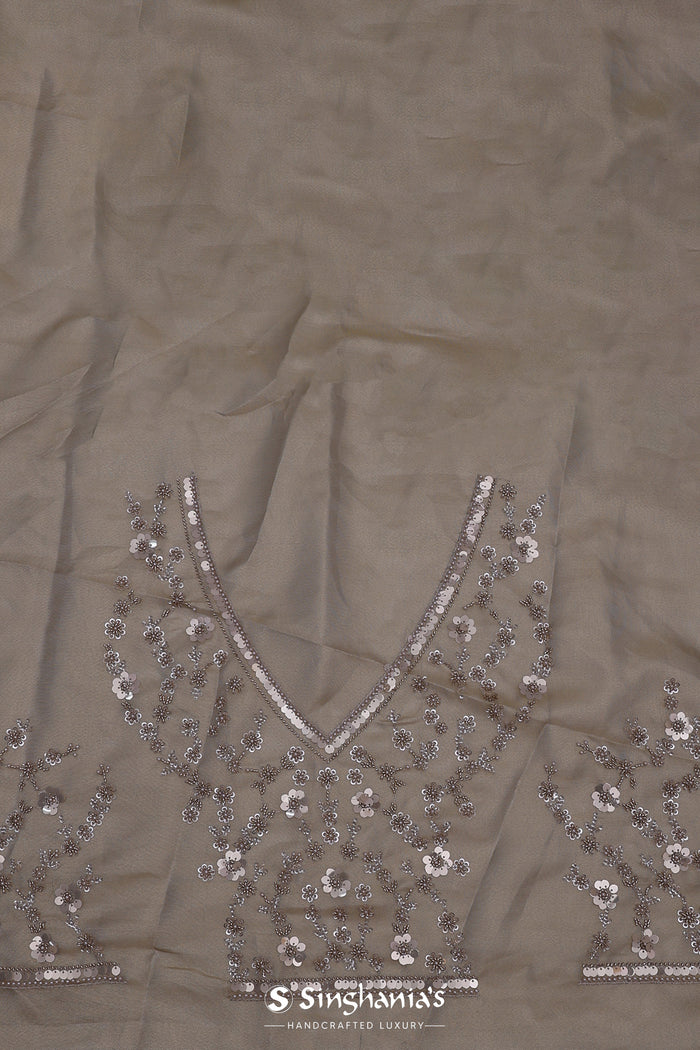 Dual Shade Tissue Fancy Saree With Floral Embroidery