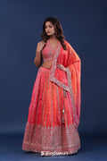 <img> Dual Shades Chinon Lehenga Set With Silk Dupatta