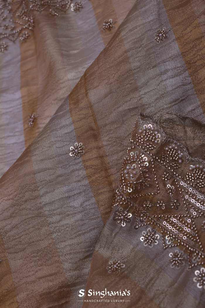 Dual Tone Tissue Fancy Saree With Cutdana Work