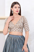 Dusty Grey Zig-Zag Jacquard Blouse
