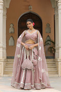 <img> Dusty Pink Crepe Gota Work Lehenga Set