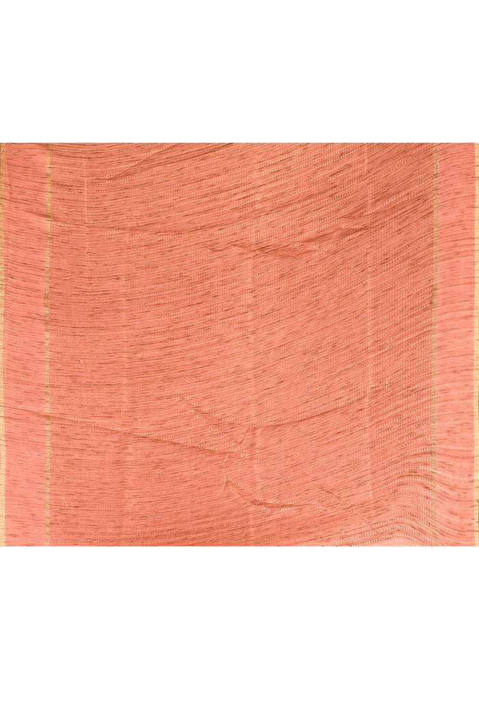 Dusty Rose Dotted Weave With Floral Leaf Border Designer Saree