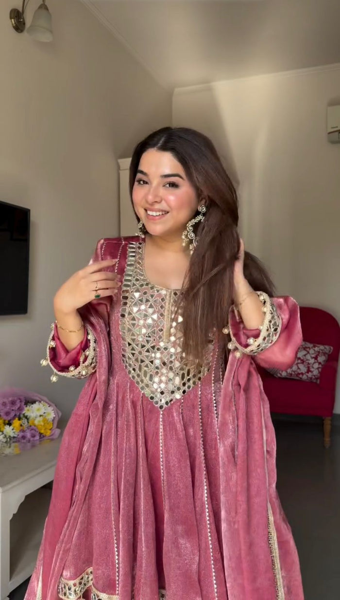 Dusty Rose Mirror Salwar Set
