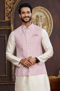 Dusty Rose Pink Art Silk Nehru Jacket