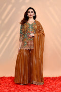Earthy Orange Georgette Embroidered Sharara Set