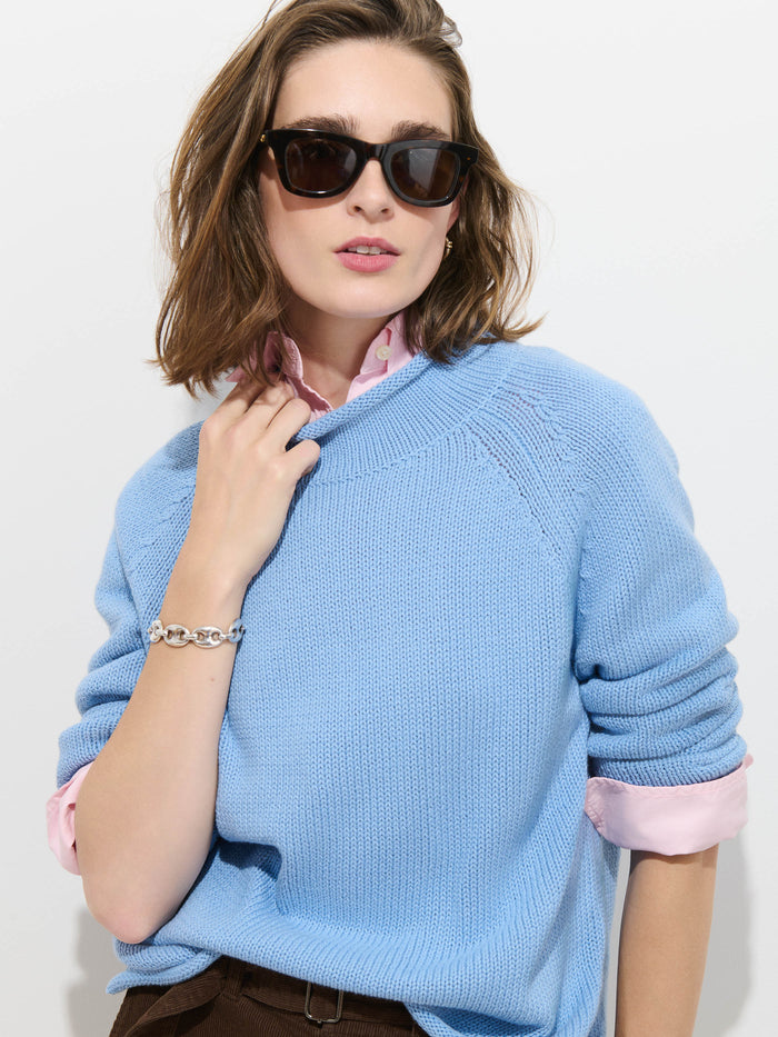 Eastport Sweater in Cotton - Poppy Blue
