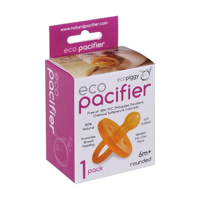 Ecopiggy - Eco Natural Rubber Pacifier - Rounded-Pacifiers + Clips-6M+ / Single Pack-Posh Baby