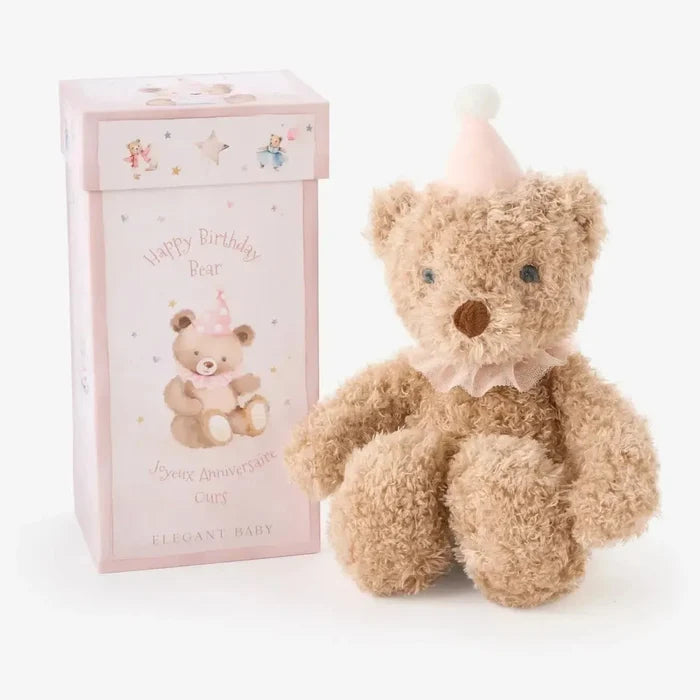 Elegant Baby - Boxed Birthday Bear-Plush-Pink-Posh Baby
