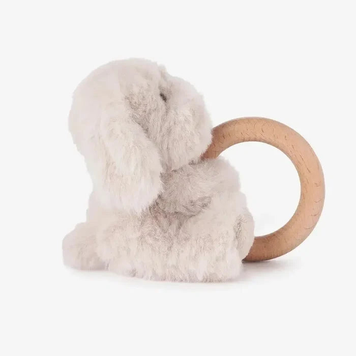 Elegant Baby - Plush Ring Rattle - Puppy-Rattles + Teething Toys-Posh Baby