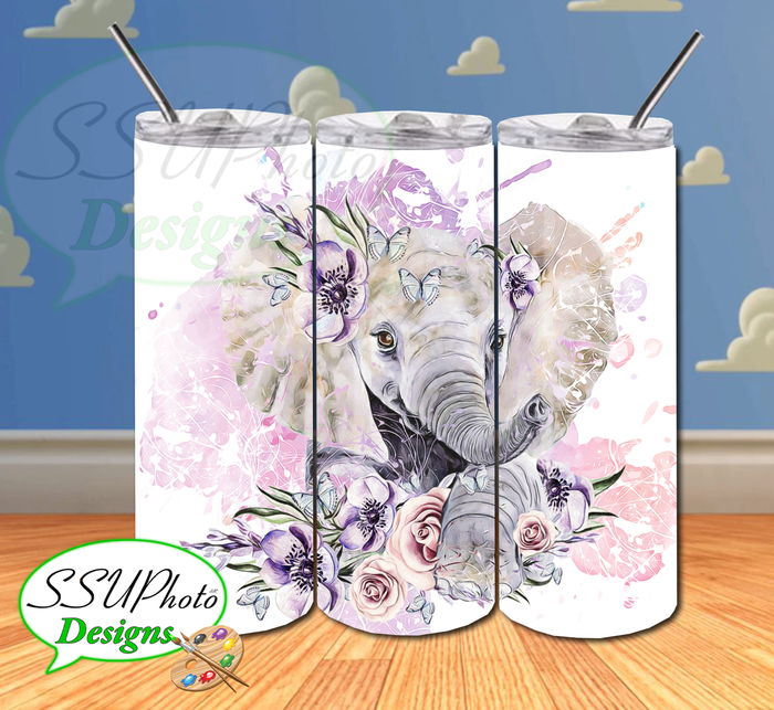 Elephant Floral Tumbler