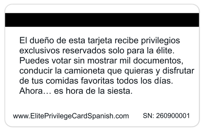Elite Privilege Card SPANISH: 8 PACK  (Free Shipping)