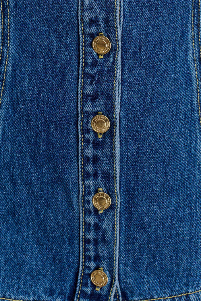 Ellie Denim Short Sleeve Top - Dark Blue