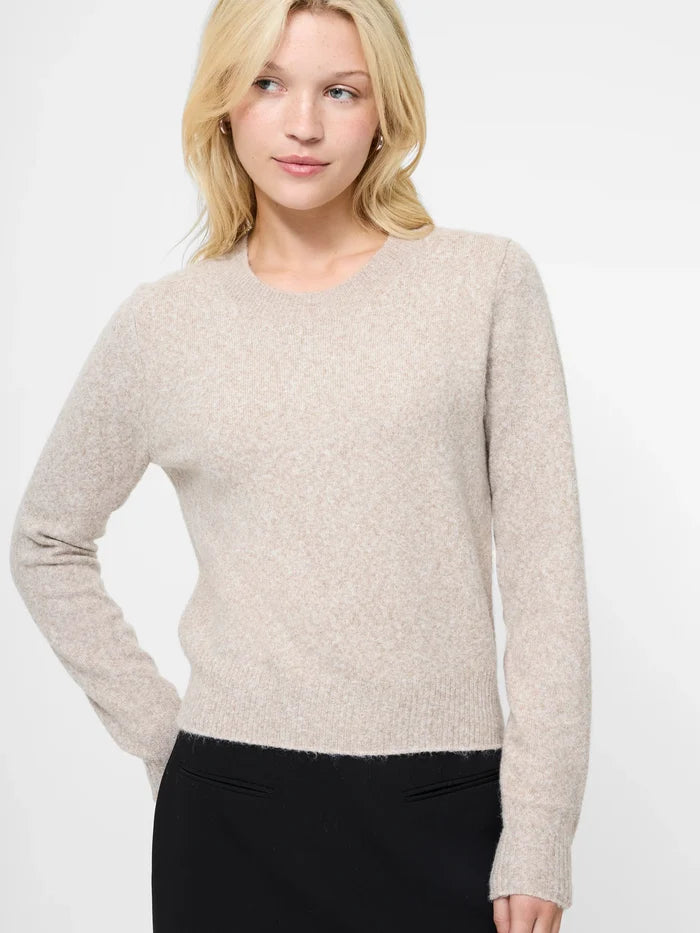 Ellie Knit Crewneck Pullover in Taupe - Madison's Niche