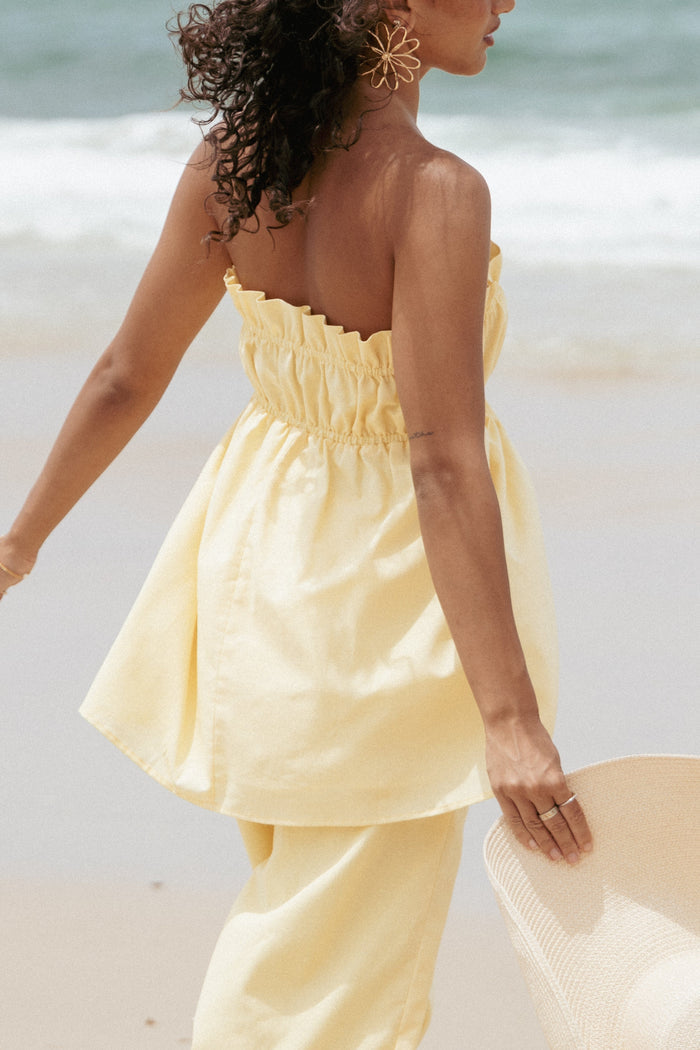 Petal and Pup USA TOPS Ember Strapless Tunic Top - Butter Yellow (Hold for Rack)