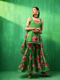 Emerald Green Floral Printed Georgette Sharara Set