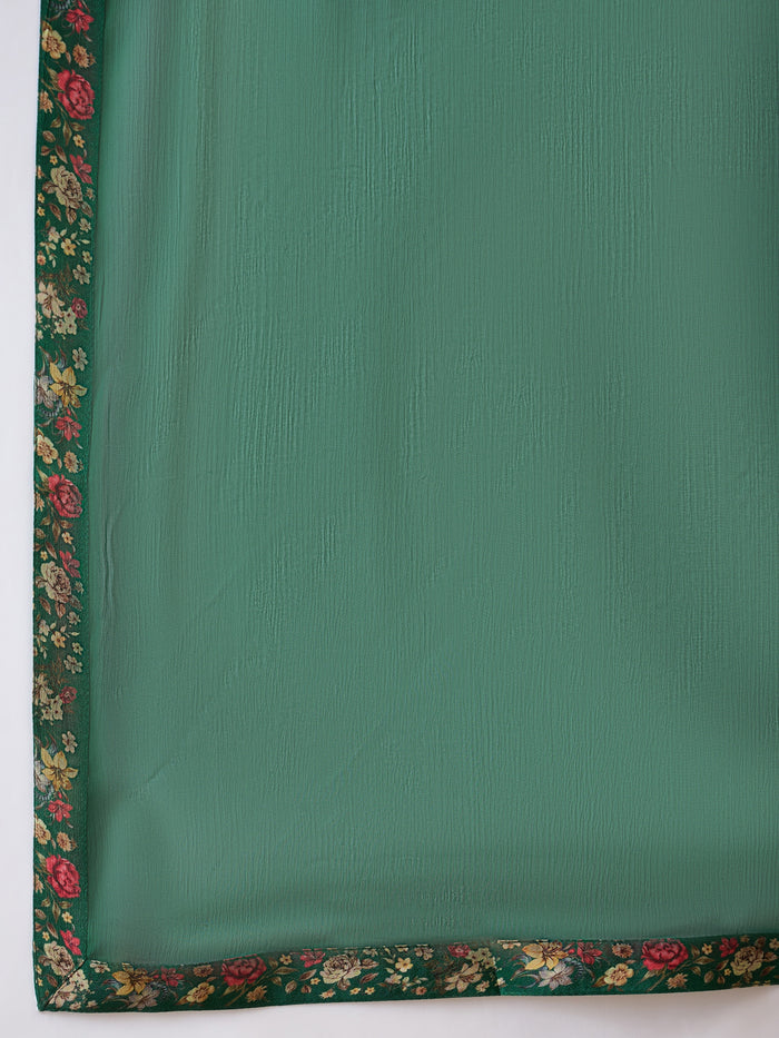 Emerald Green Printed Crepe Sharara Set