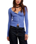 End Game Pointelle Long Sleeve in Peri - Madison's Niche