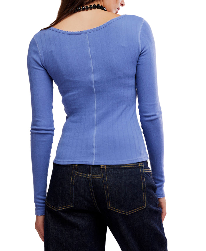End Game Pointelle Long Sleeve in Peri - Madison's Niche