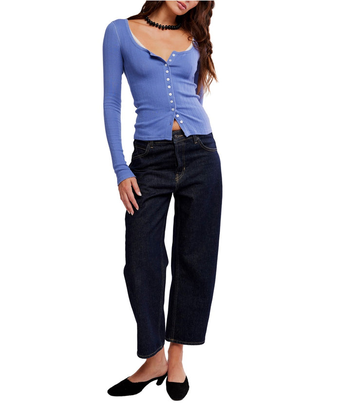 End Game Pointelle Long Sleeve in Peri - Madison's Niche