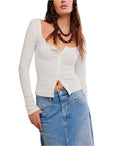 End Game Pointelle Long Sleeve in Sugar Swizzle - Madison's Niche