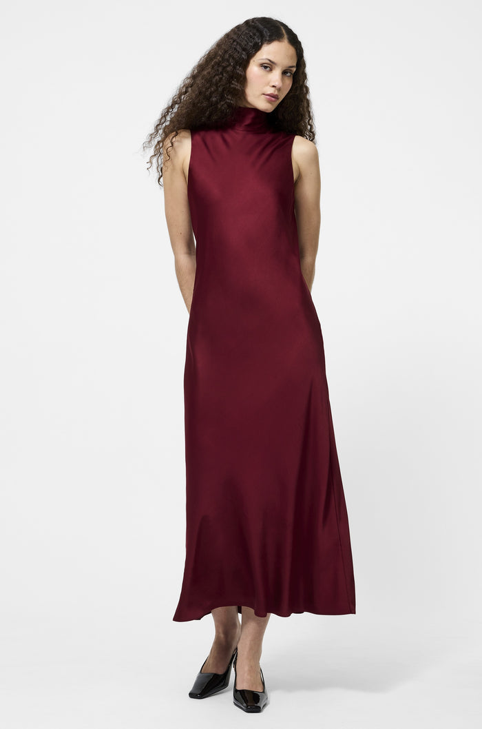 Ennis Bow Back Midi Dress in Cabernet - Madison's Niche