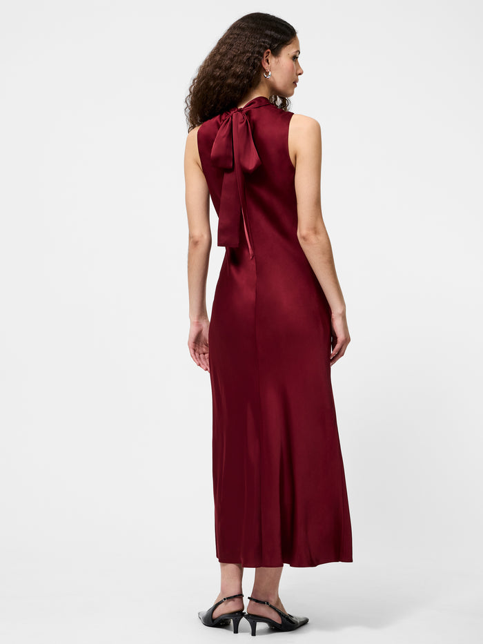 Ennis Bow Back Midi Dress in Cabernet - Madison's Niche