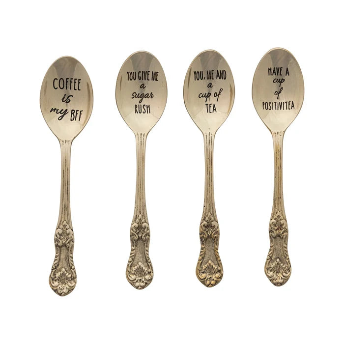 Etched Saying Brass Spoon - Madison's Niche